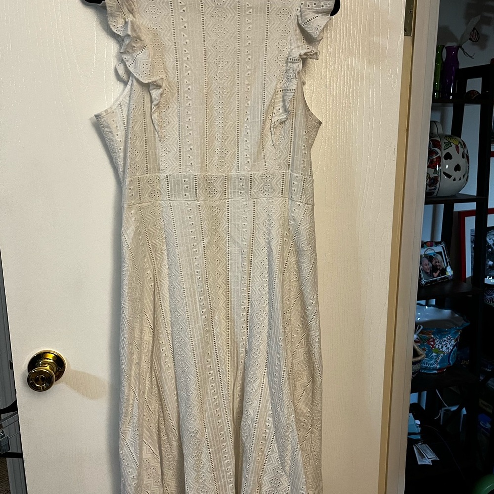 Flutter sleeve eyelet dress